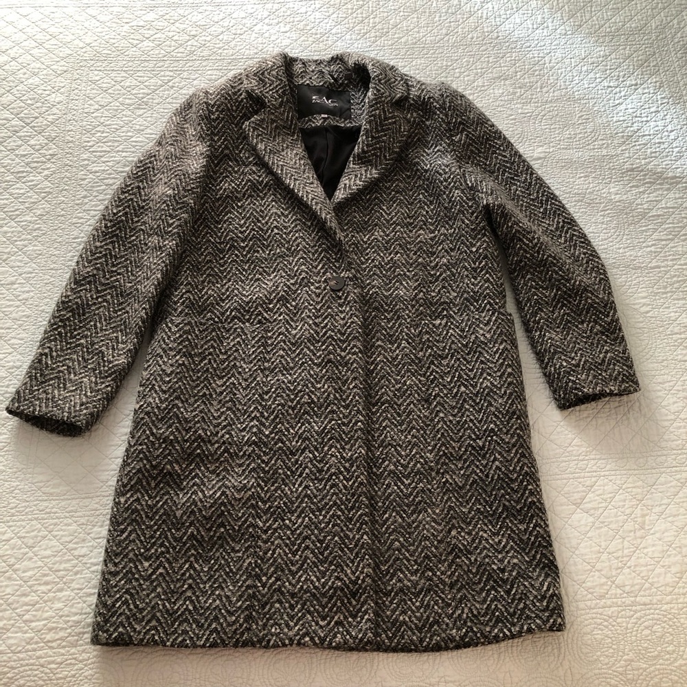 Zac Posen Boyfriend herringbone coat. Size 14. - Picture 2 of 10